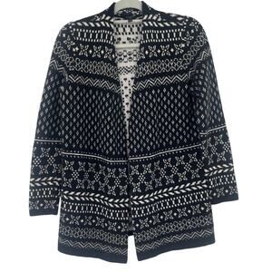 Talbots Fair Isle Cardigan Womens Sweater Sz SP Open Nordic Ski Preppy Holiday